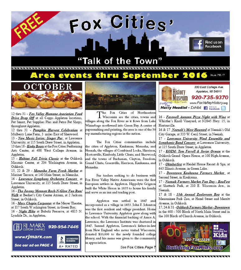 Fox Cities Wisconsin Talk of the Town pg 1