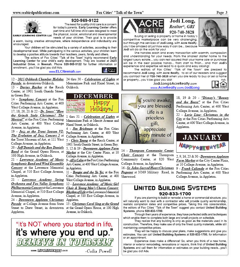 Fox Cities Wisconsin Talk of the Town pg 3